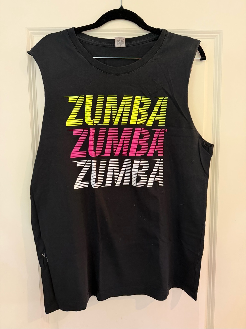 Zumba Fitness Instructor Black Muscle Tank with Neon Logo